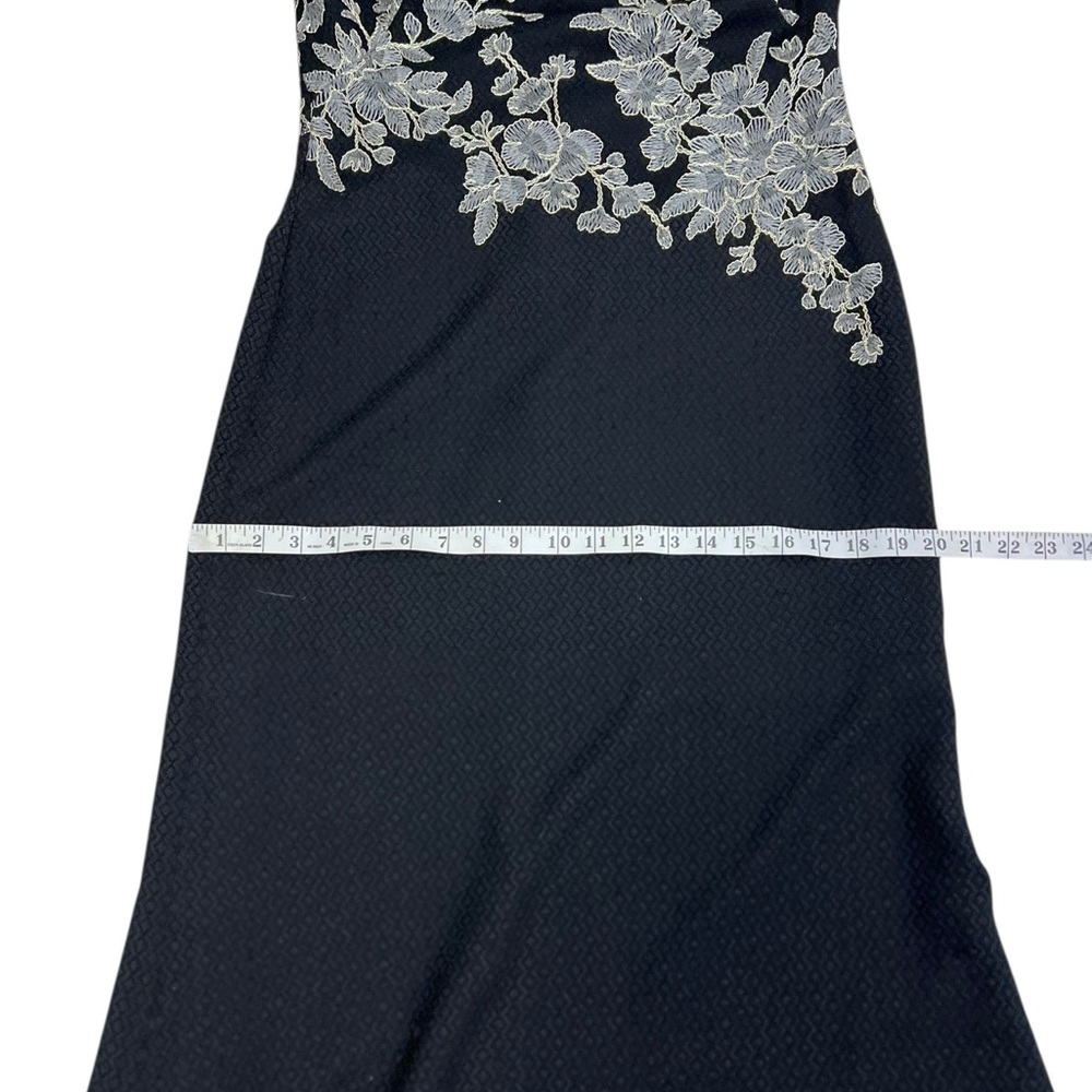 Tadashi Shoji Size 8 Black Lace Embroidered Dress Long Textured - Picture 10 of 16